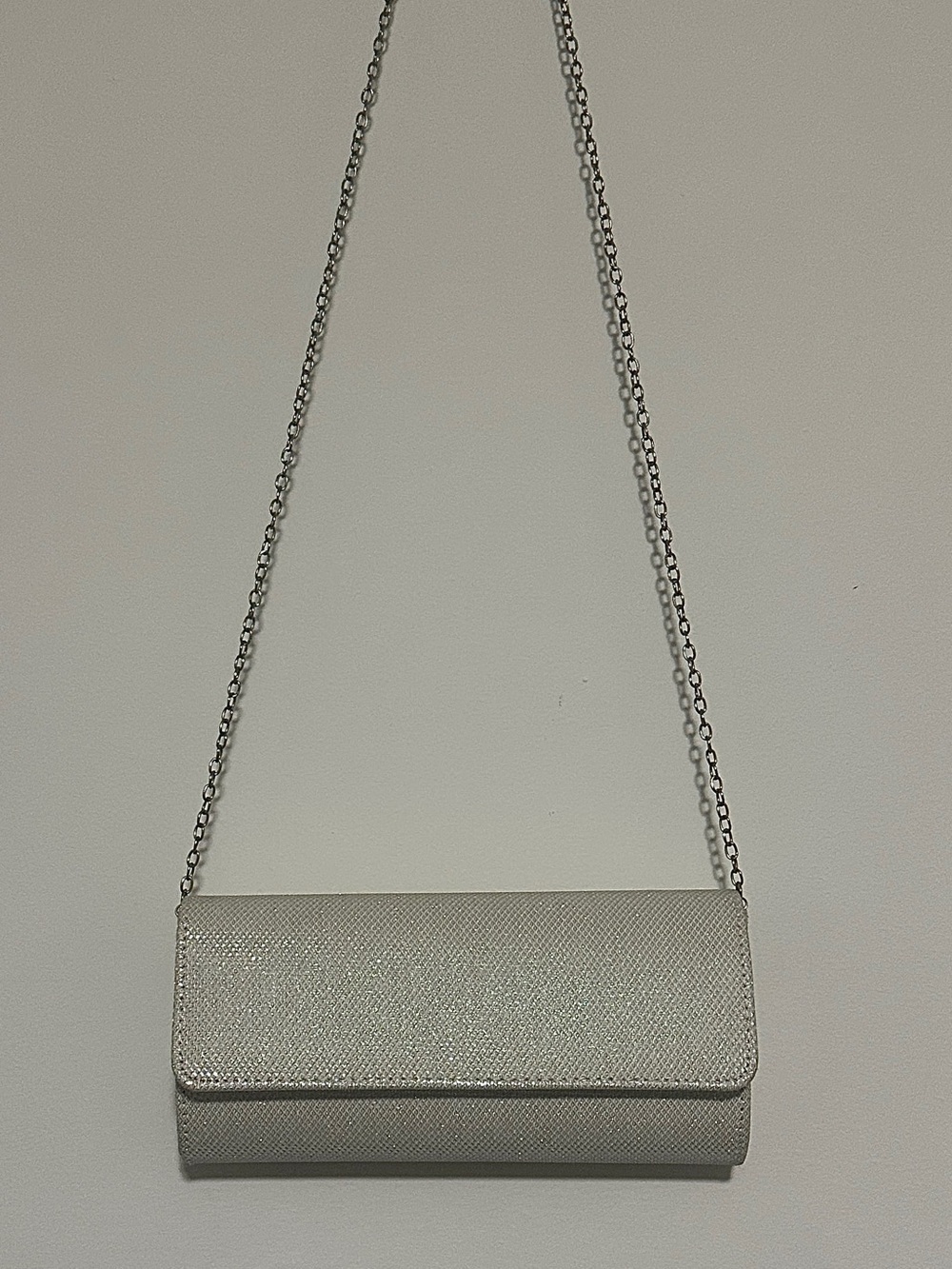 Sleek White Chain-Strap Clutch